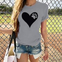 Dosoop Women 2020 New Summer Blouse Valentine"s Day Casual Short Sleeve Heart