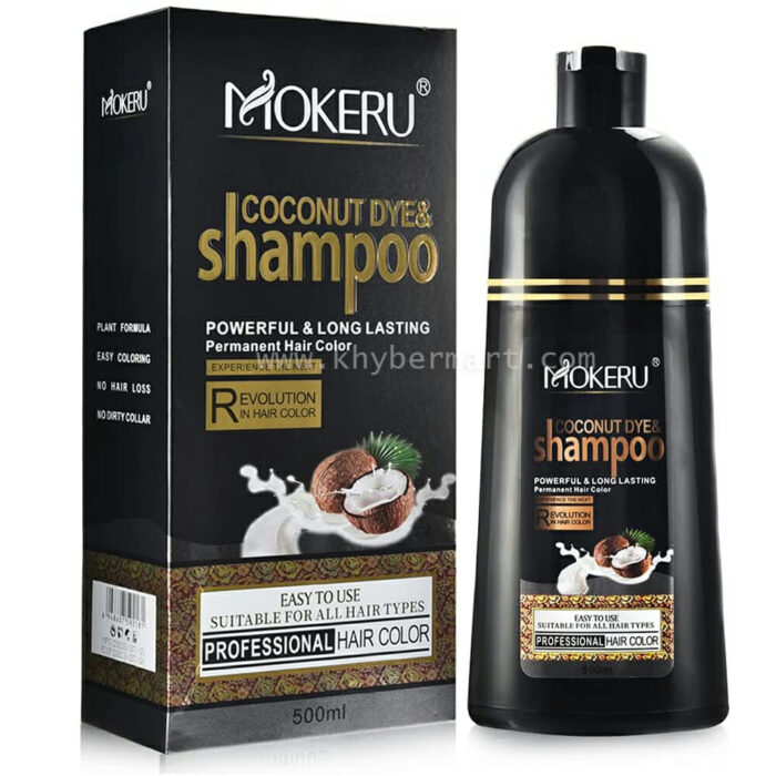 MOKERU- COCONUT BLACK HAIR COLOR SHAMPOO DYE 500 ML